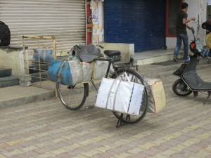 Bread, buns and packaged bakery items delivered in the morning by bike.